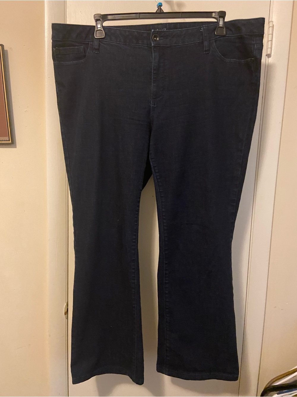 a.n.a Women's Navy Flare Wide-Leg Jeans